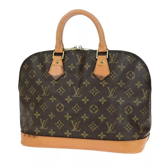 LOUIS VUITTON LV Logo Alma Hand Bag Monogram Leather Brown France - Picture 14 of 15